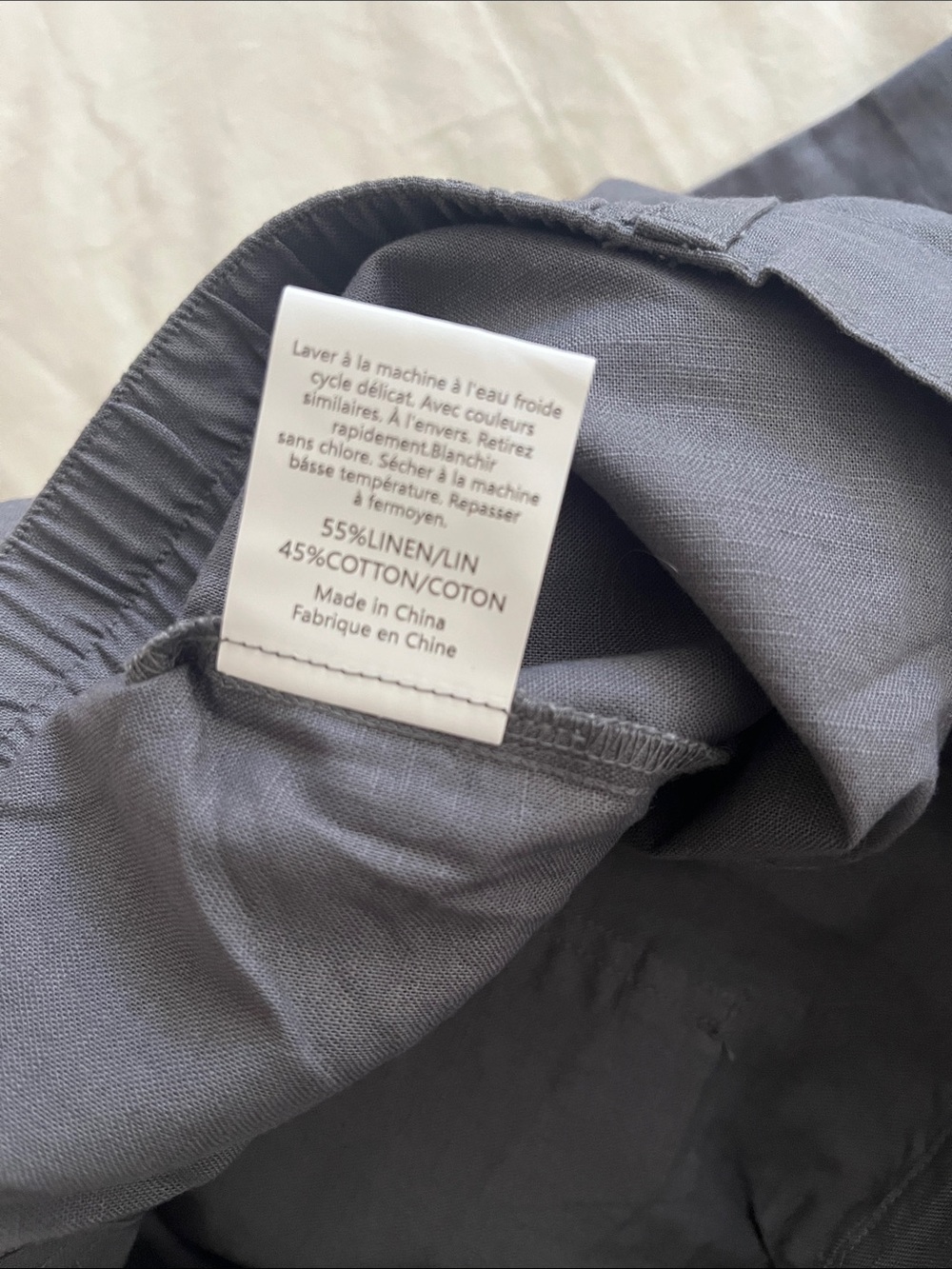 NWT Lintico Pants Grey Button Fly Straight Taper Stretch Waist Linen Blend XL - Picture 5 of 5